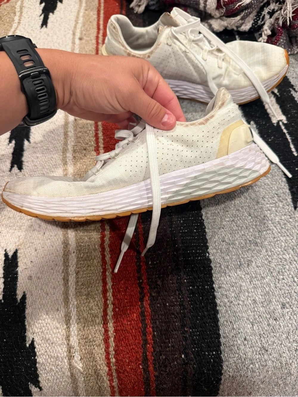 NOBULL Women's White Training Sneakers with Orange Toe Accent